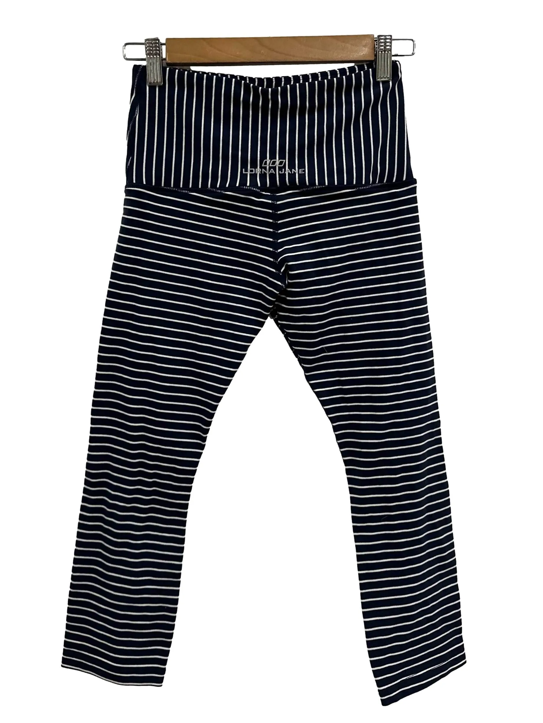 Navy Blue Striped Leggings