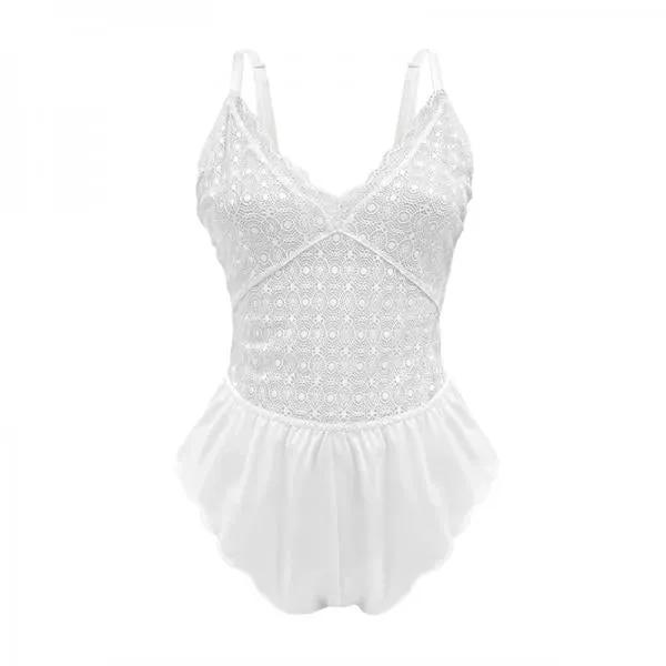 Neely Lace Romper Powder White Small