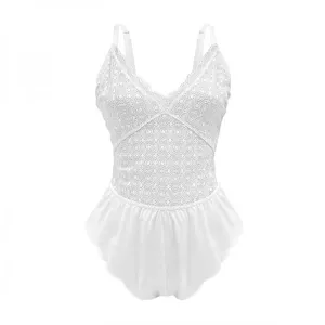Neely Lace Romper Powder White Small