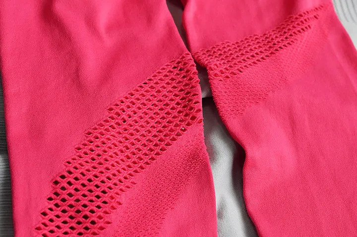 New Seamless Mesh Long Sleeves Gym Sets