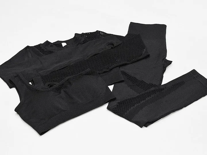 New Seamless Mesh Long Sleeves Gym Sets