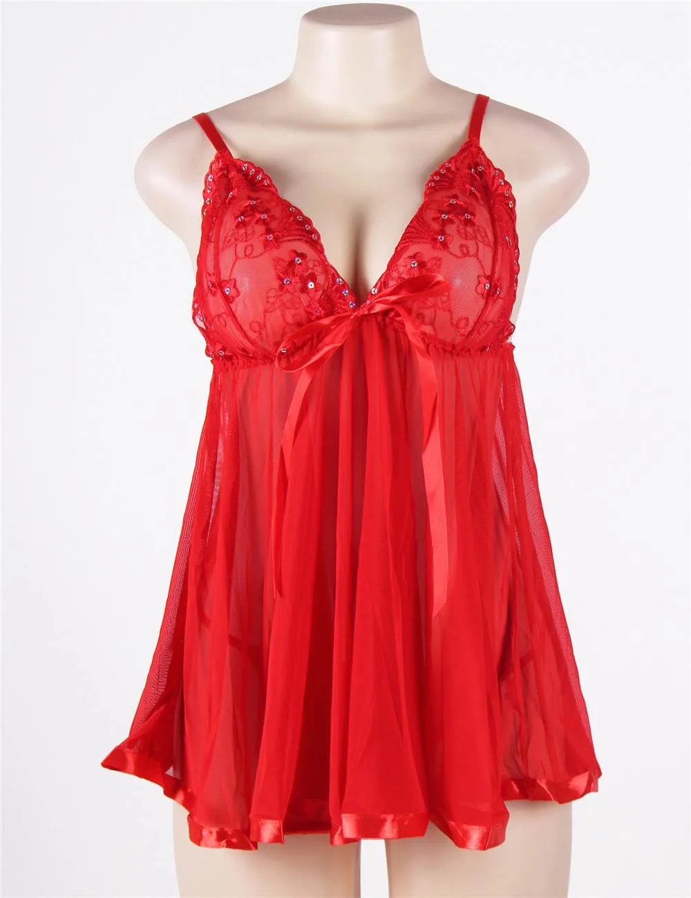New White Sexy Sheer Lace Open Back Babydoll Dress