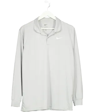 Nike Grey Long Sleeve Golf Polo UK M