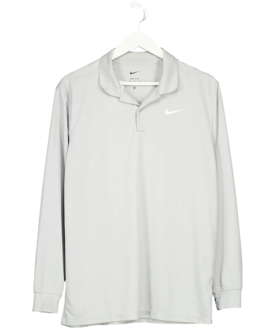 Nike Grey Long Sleeve Golf Polo UK M