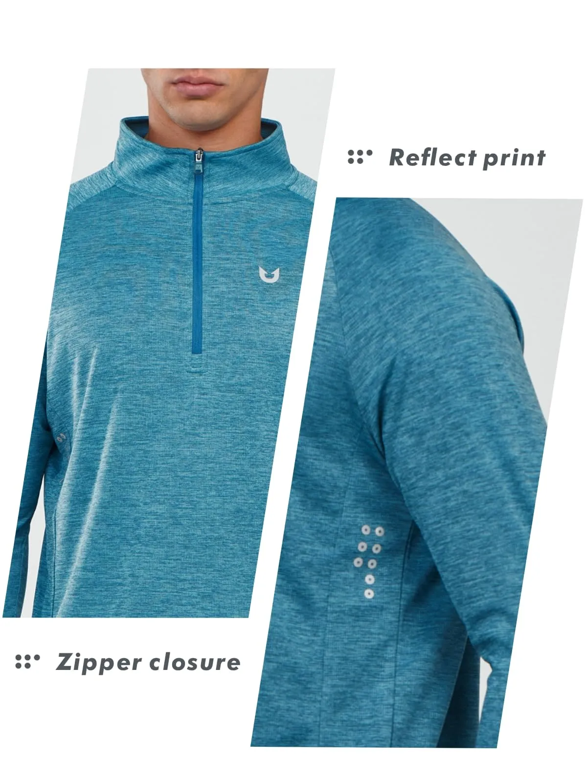 NORTHYARD Men's Running Shirt Long Sleeve Quarter Zip Pullover Moisture Wicking Quick Dry Athletic Workout Shirts CORALHEATHER