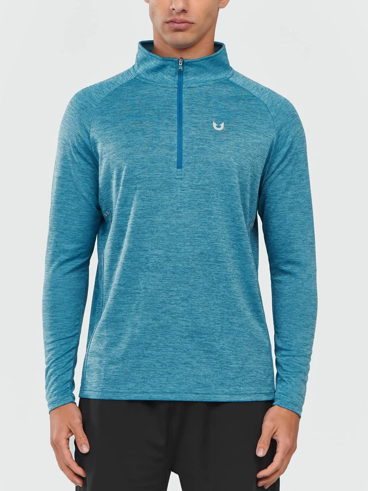 NORTHYARD Men's Running Shirt Long Sleeve Quarter Zip Pullover Moisture Wicking Quick Dry Athletic Workout Shirts CORALHEATHER