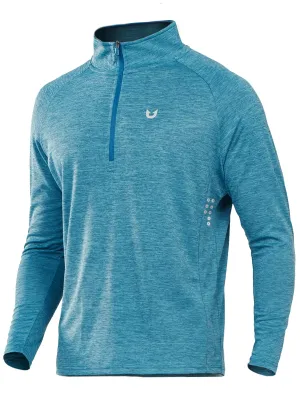 NORTHYARD Men's Running Shirt Long Sleeve Quarter Zip Pullover Moisture Wicking Quick Dry Athletic Workout Shirts CORALHEATHER