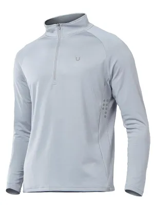 NORTHYARD Men's Running Shirt Long Sleeve Quarter Zip Pullover Moisture Wicking Quick Dry Athletic Workout Shirts LIGHTGRET