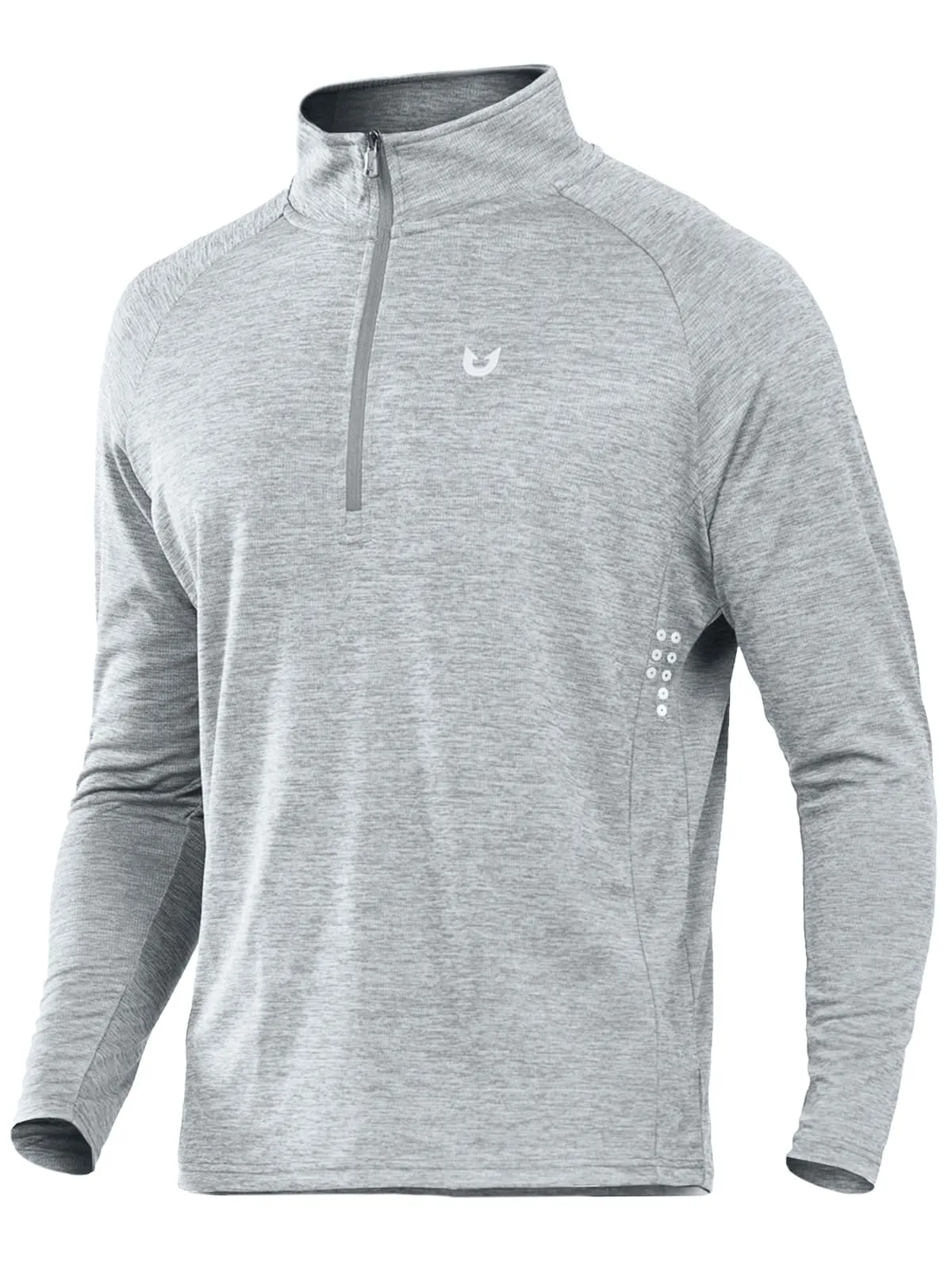 NORTHYARD Men's Running Shirt Long Sleeve Quarter Zip Pullover Moisture Wicking Quick Dry Athletic Workout Shirts Lightheather