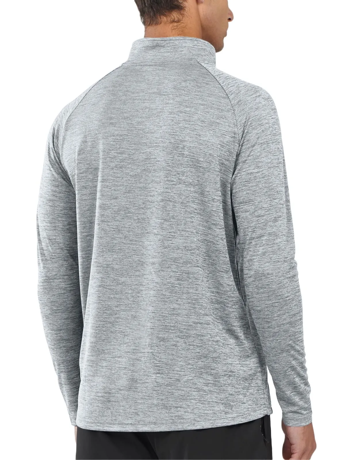 NORTHYARD Men's Running Shirt Long Sleeve Quarter Zip Pullover Moisture Wicking Quick Dry Athletic Workout Shirts Lightheather