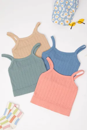 NT11608-Cable Ribbed Fitted Crop Knit Tank Top