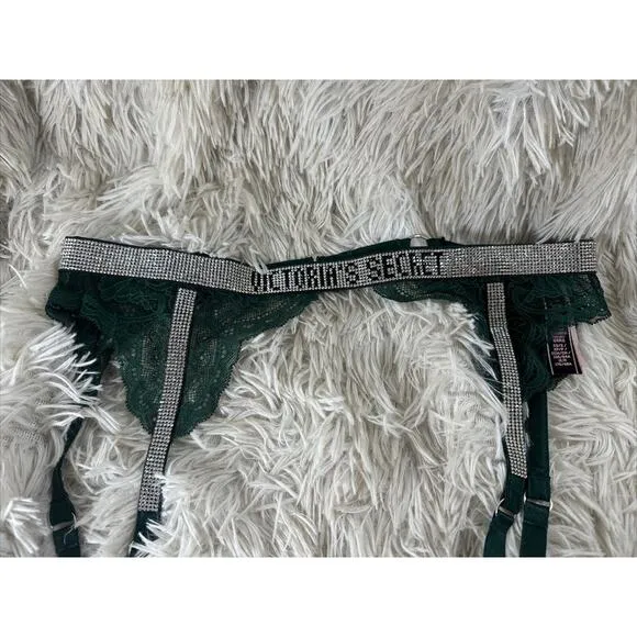 NWT $143 LOT (3) XS/S Victorias Secret Lingerie Lace Very Sexy Rhinestone Garter