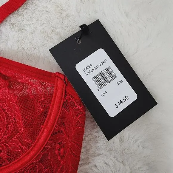NWT Frederick's of Hollywood Red Lace Lover Bra and Panty Two Piece Set