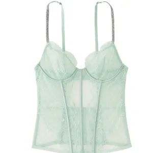 •NWT Victoria’s Secret Shine Strap Mint Haze Lace Corset // Small DD