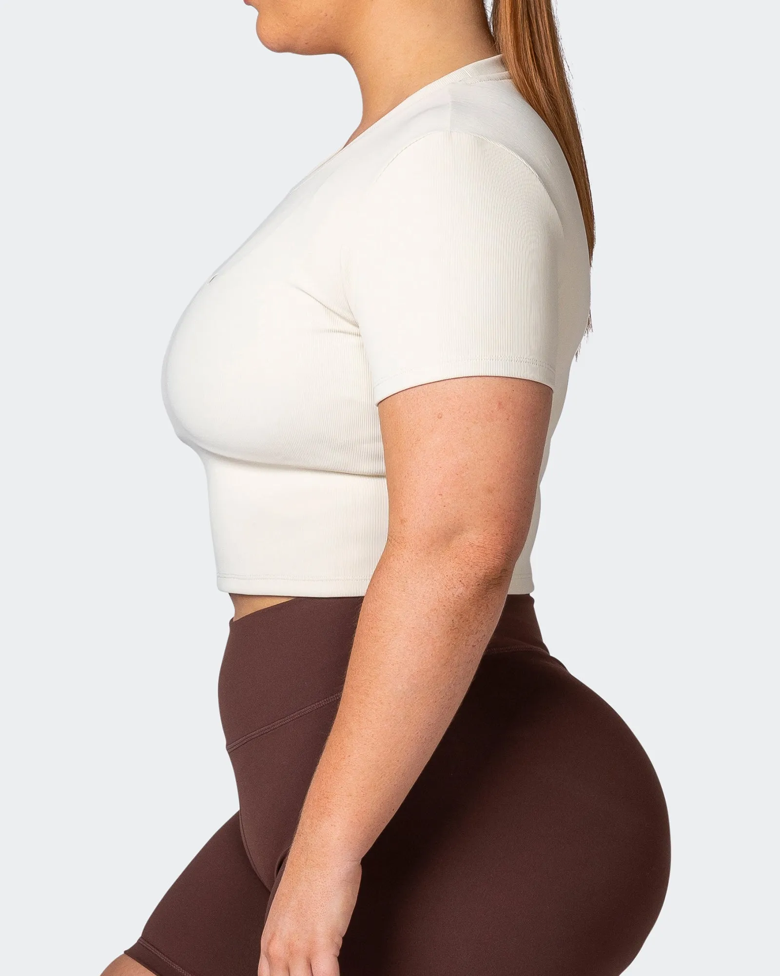 Off Duty Rib Cropped Tee - Cream
