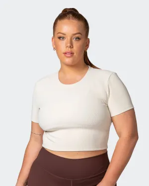 Off Duty Rib Cropped Tee - Cream