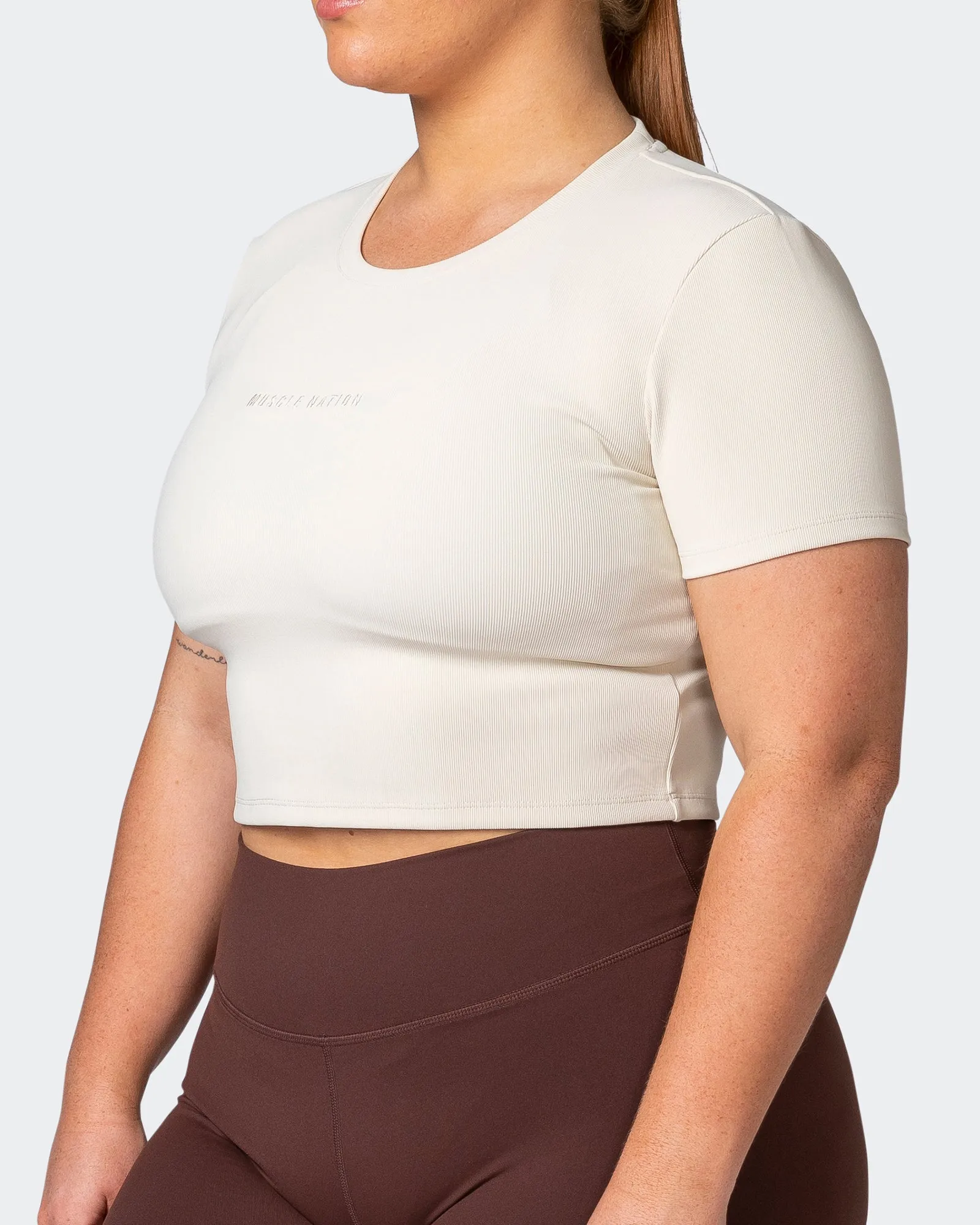 Off Duty Rib Cropped Tee - Cream