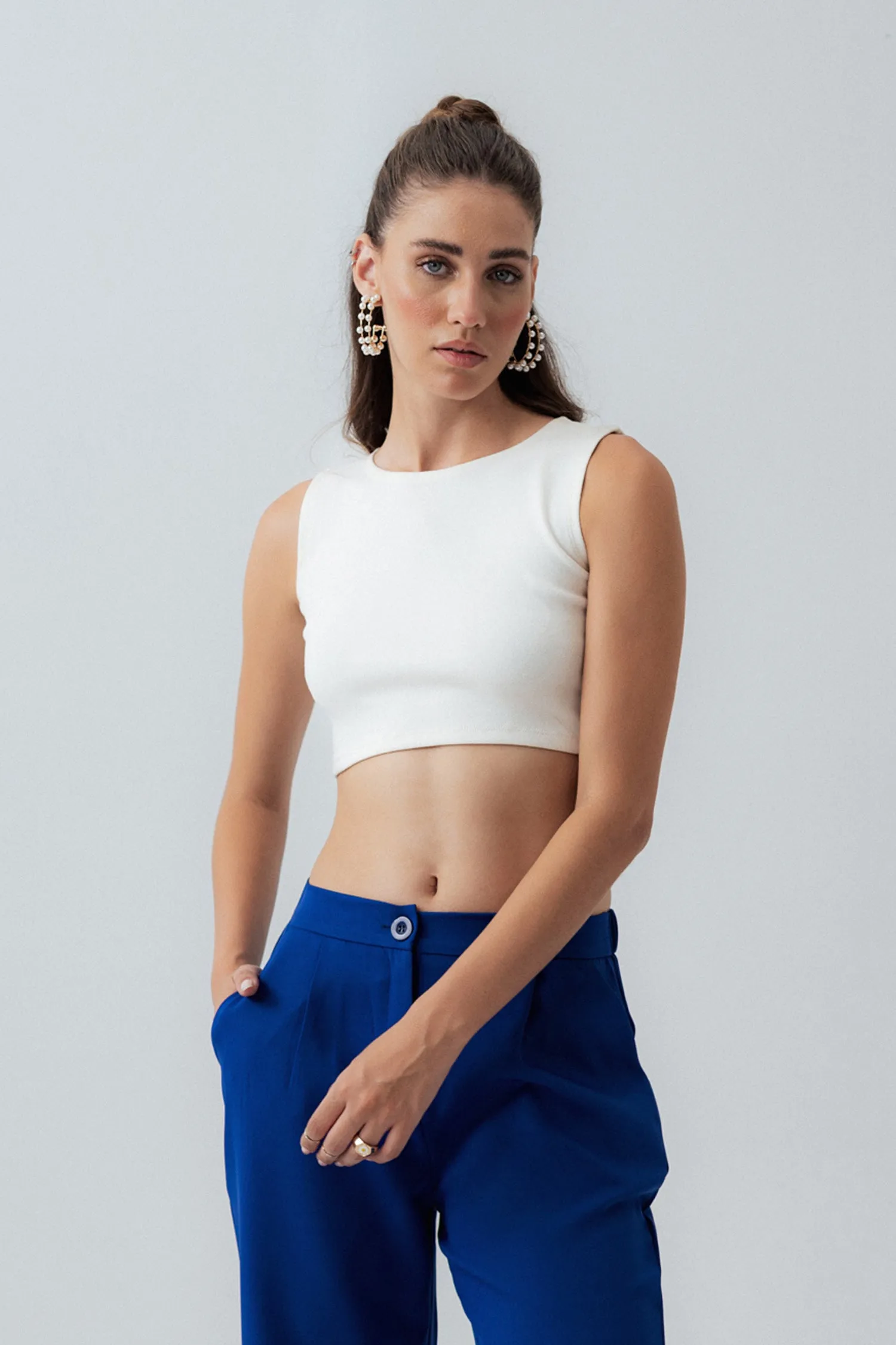 OFF White Ribbed Cropped Top