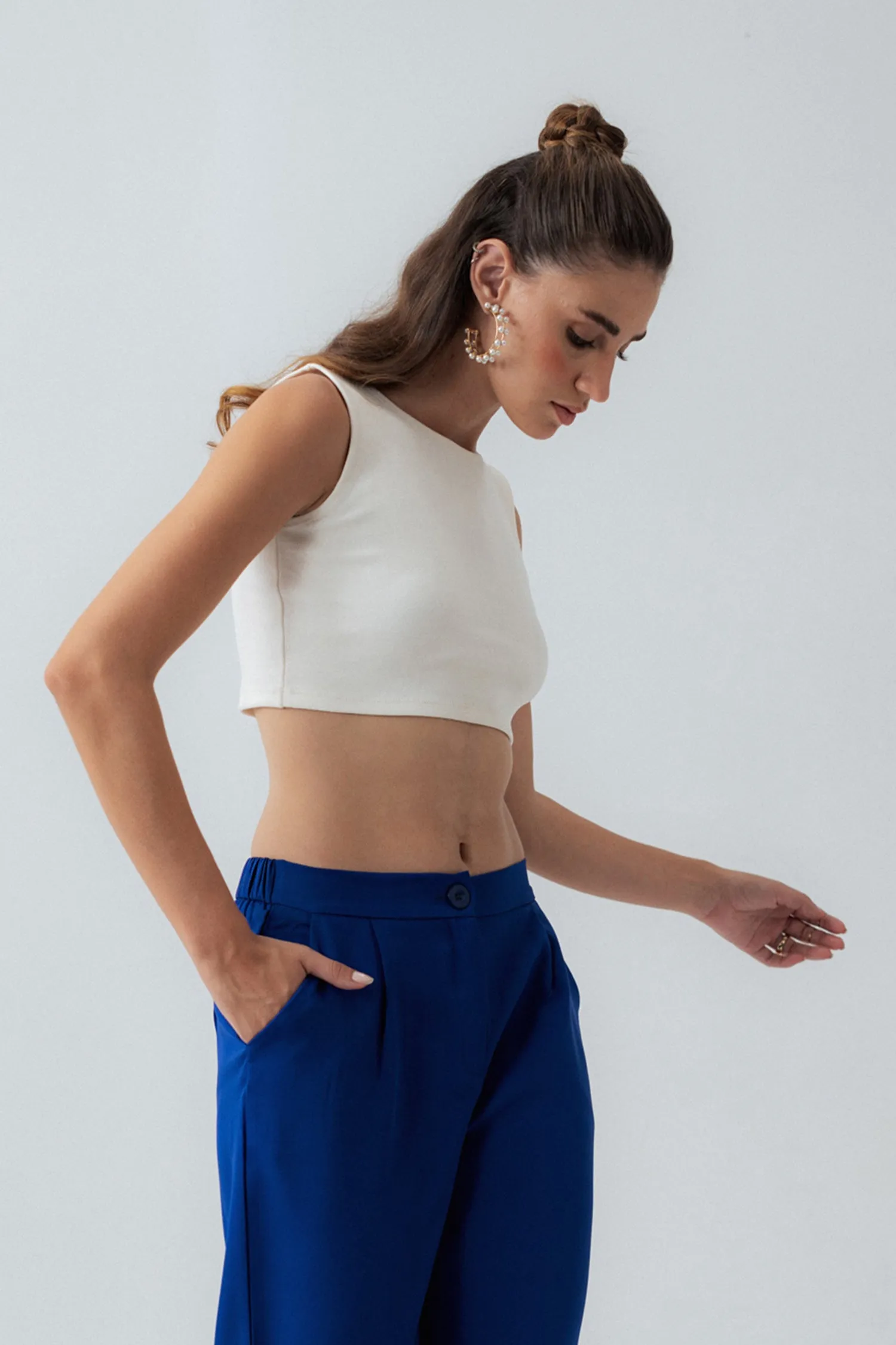 OFF White Ribbed Cropped Top