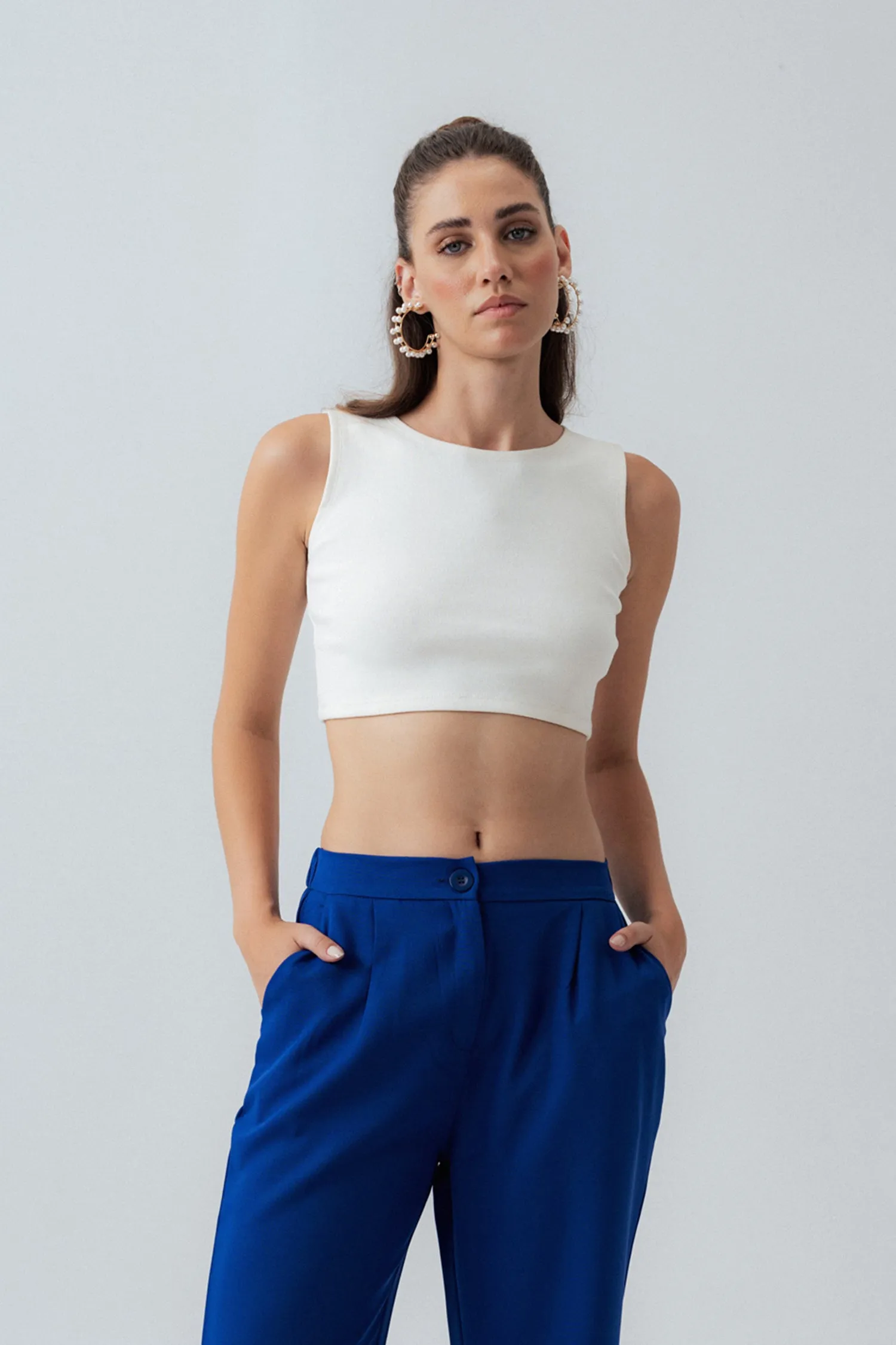 OFF White Ribbed Cropped Top