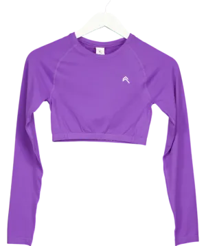 Oner Active Purple Effortless Seamless Long Sleeve Crop Top UK S