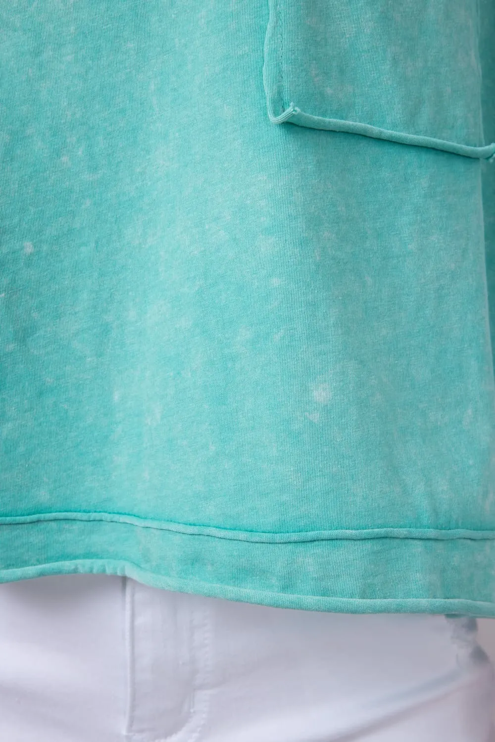 Oversized Cropped Mineral Wash Knit T-Shirt for Women in Paradise Green | NT11429-PARADISEGREEN