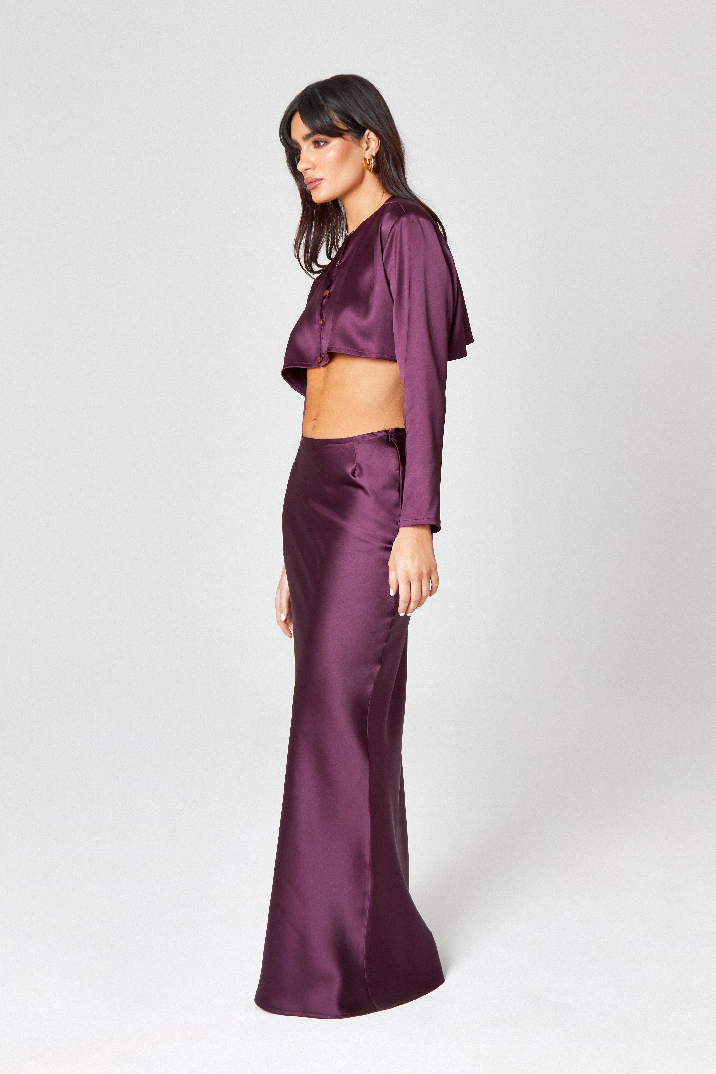 Oxblood Satin Blouse
