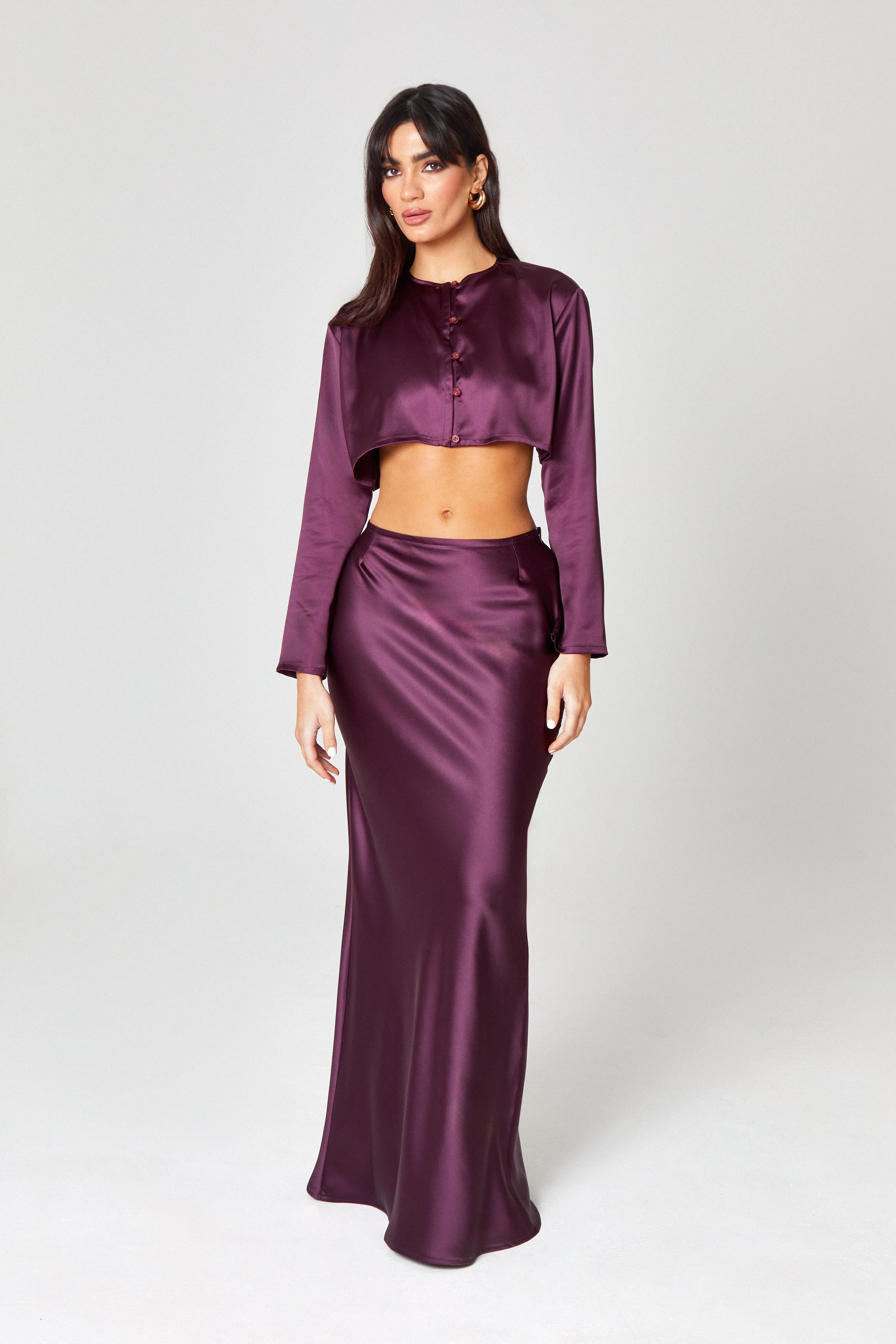 Oxblood Satin Blouse