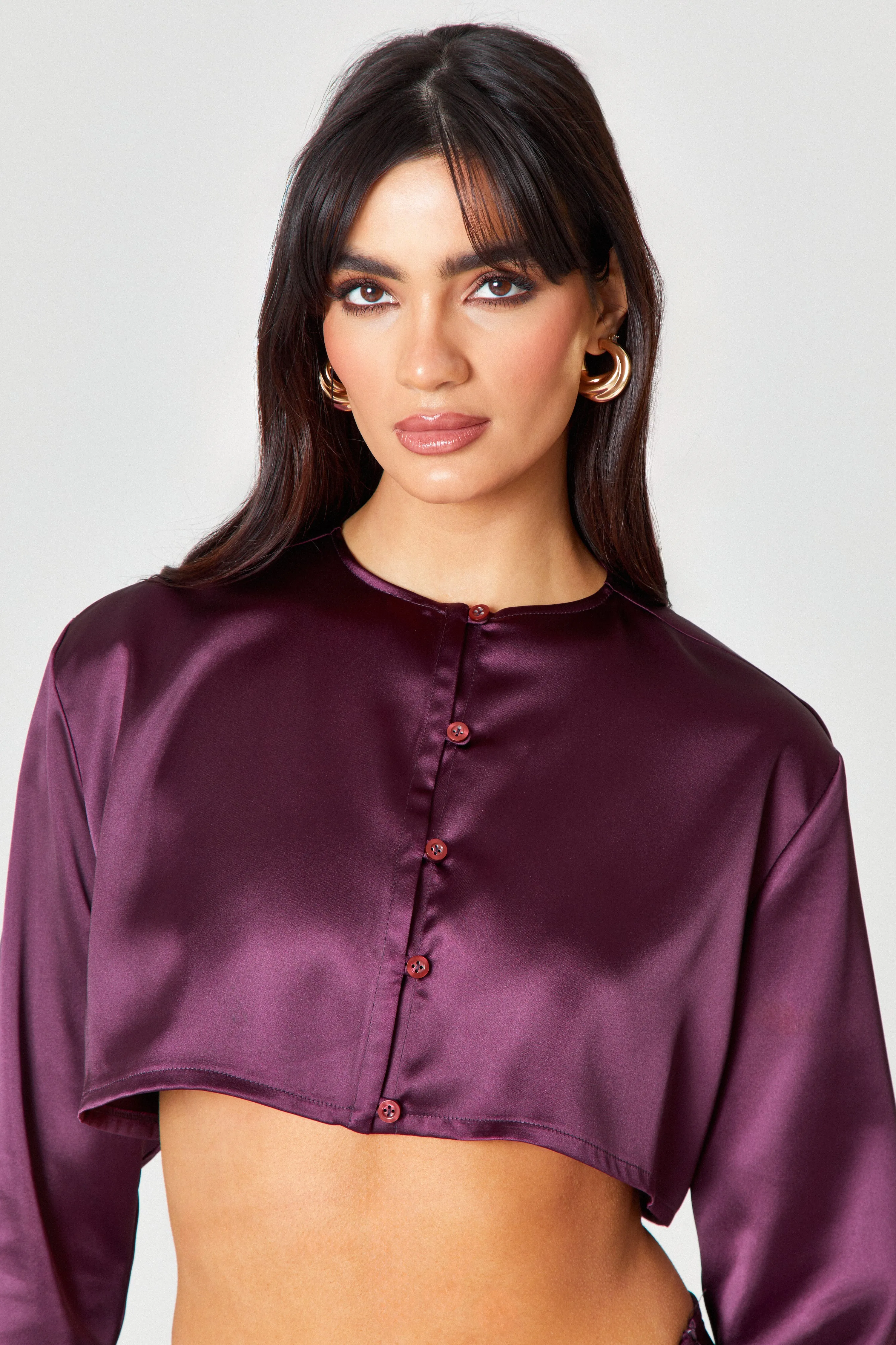 Oxblood Satin Blouse