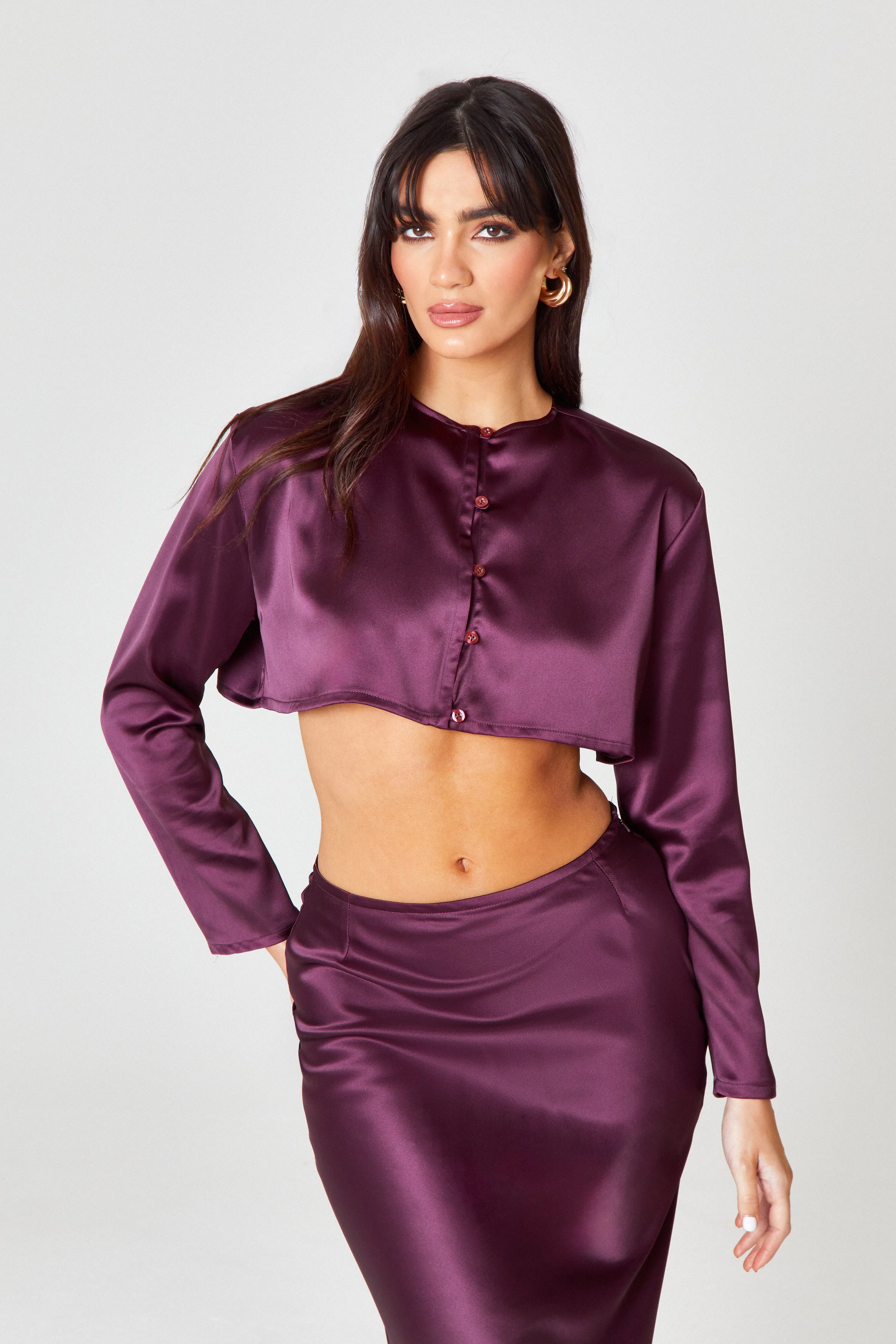 Oxblood Satin Blouse