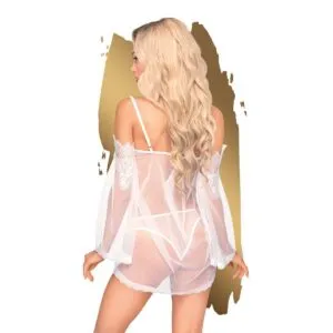 Penthouse Lip Smacker Mesh Chemise White