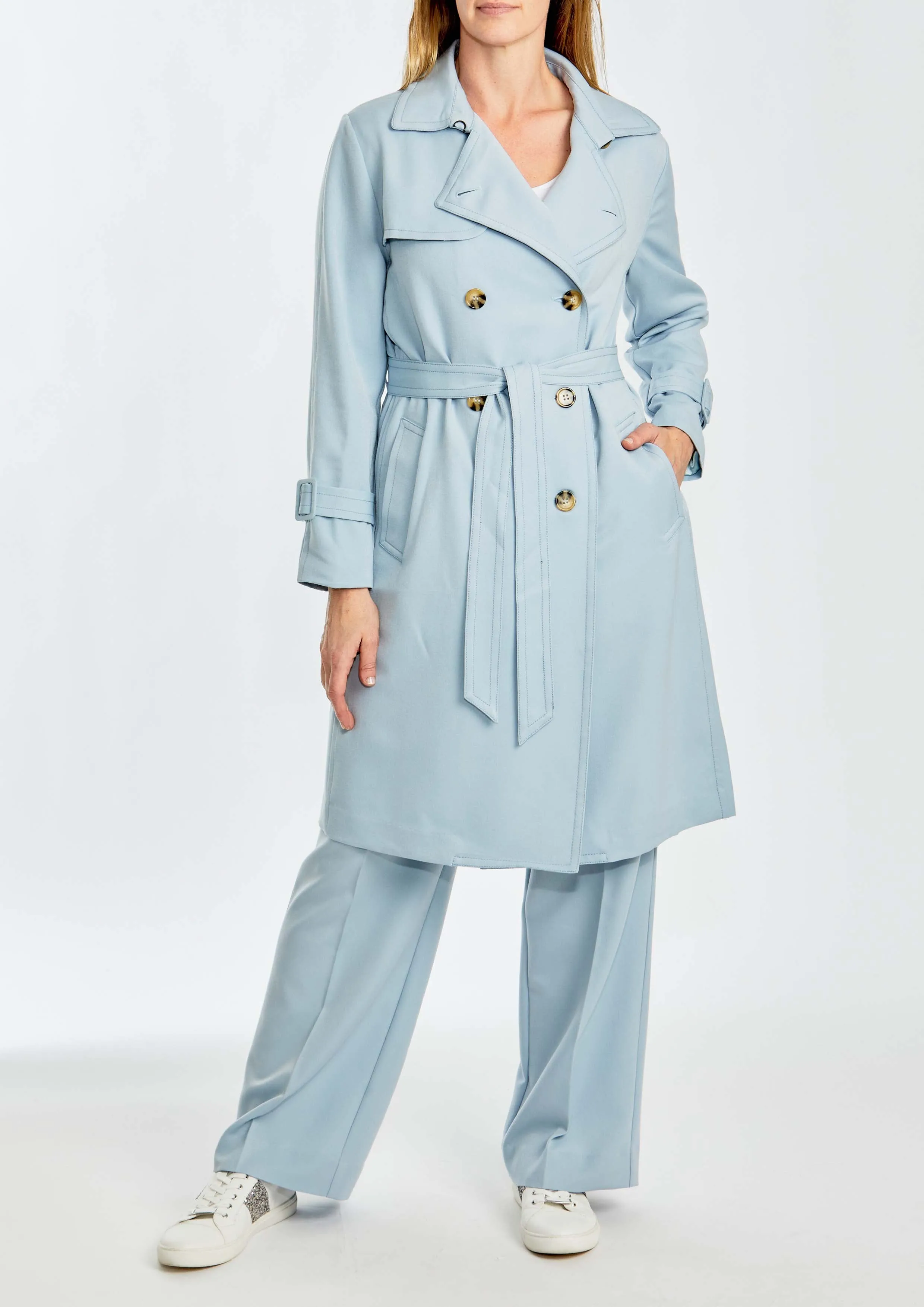 Ping Pong City Trench Coat - Baby Blue