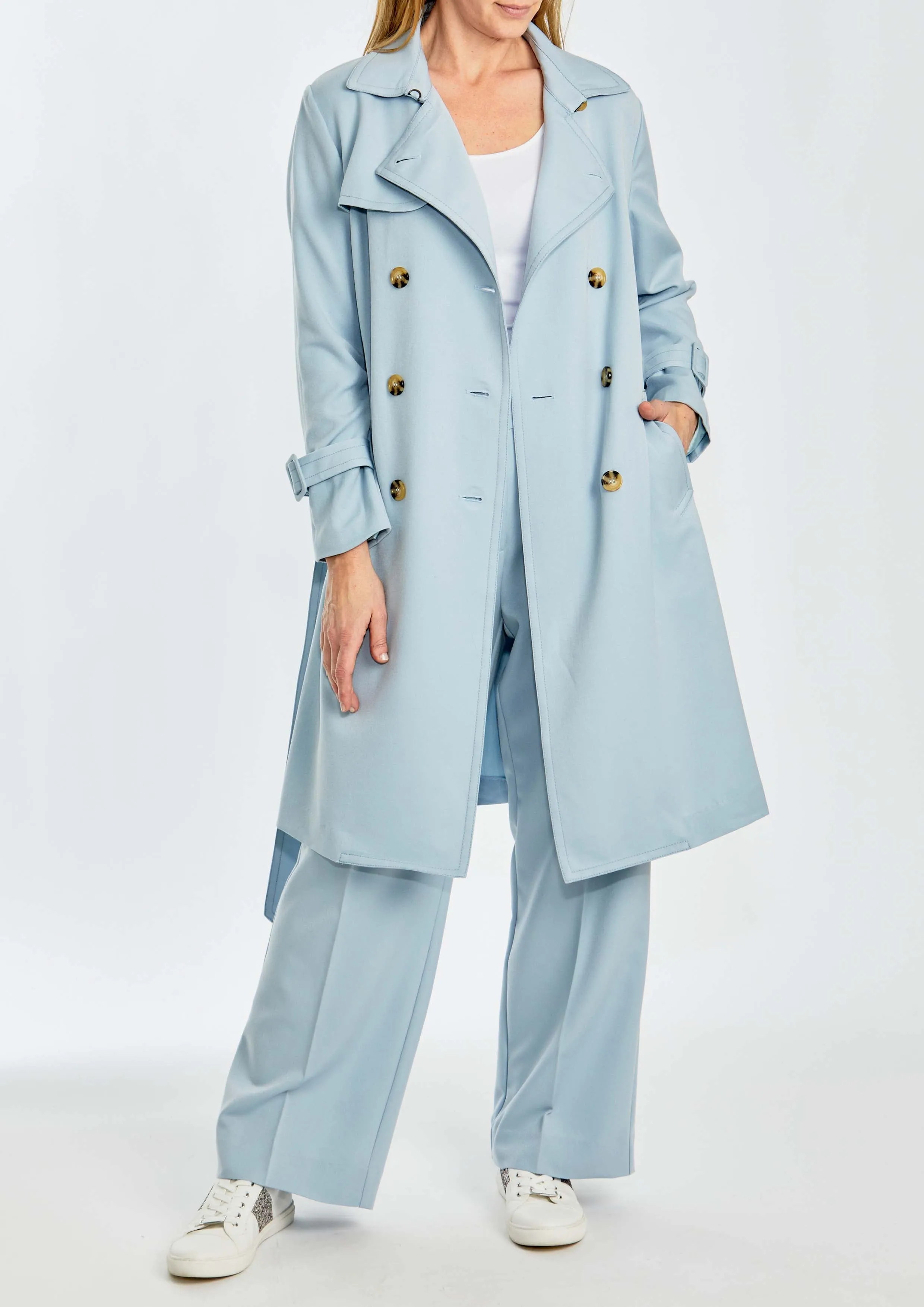 Ping Pong City Trench Coat - Baby Blue