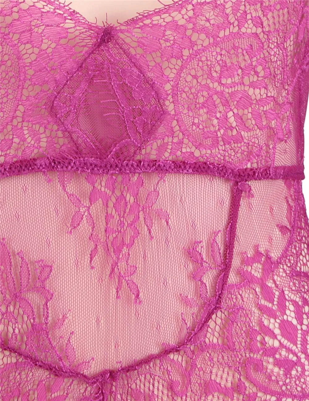 Plus Size Egypt Rose Exquisite Lace Sleeve Teddy