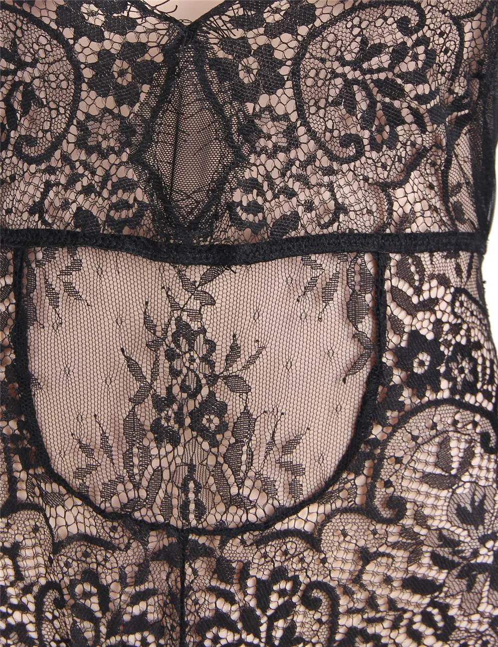 Plus Size Egypt Rose Exquisite Lace Sleeve Teddy