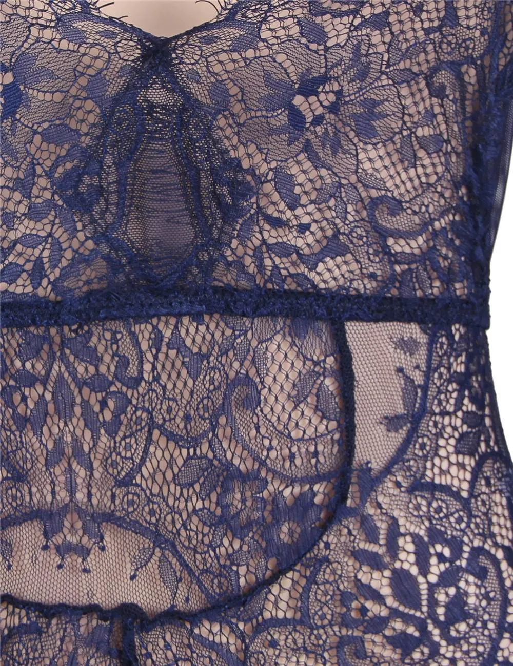 Plus Size Egypt Rose Exquisite Lace Sleeve Teddy