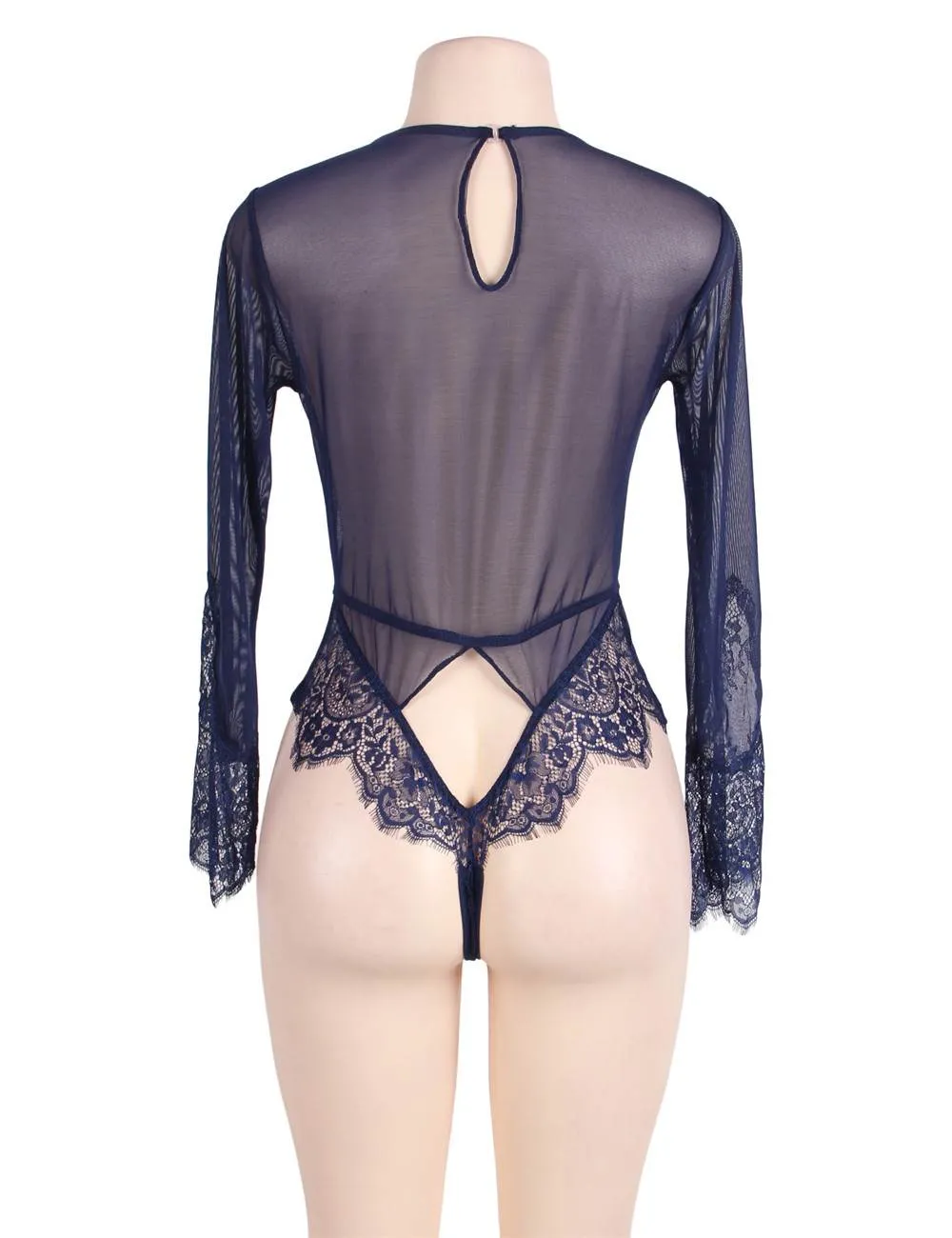 Plus Size Egypt Rose Exquisite Lace Sleeve Teddy