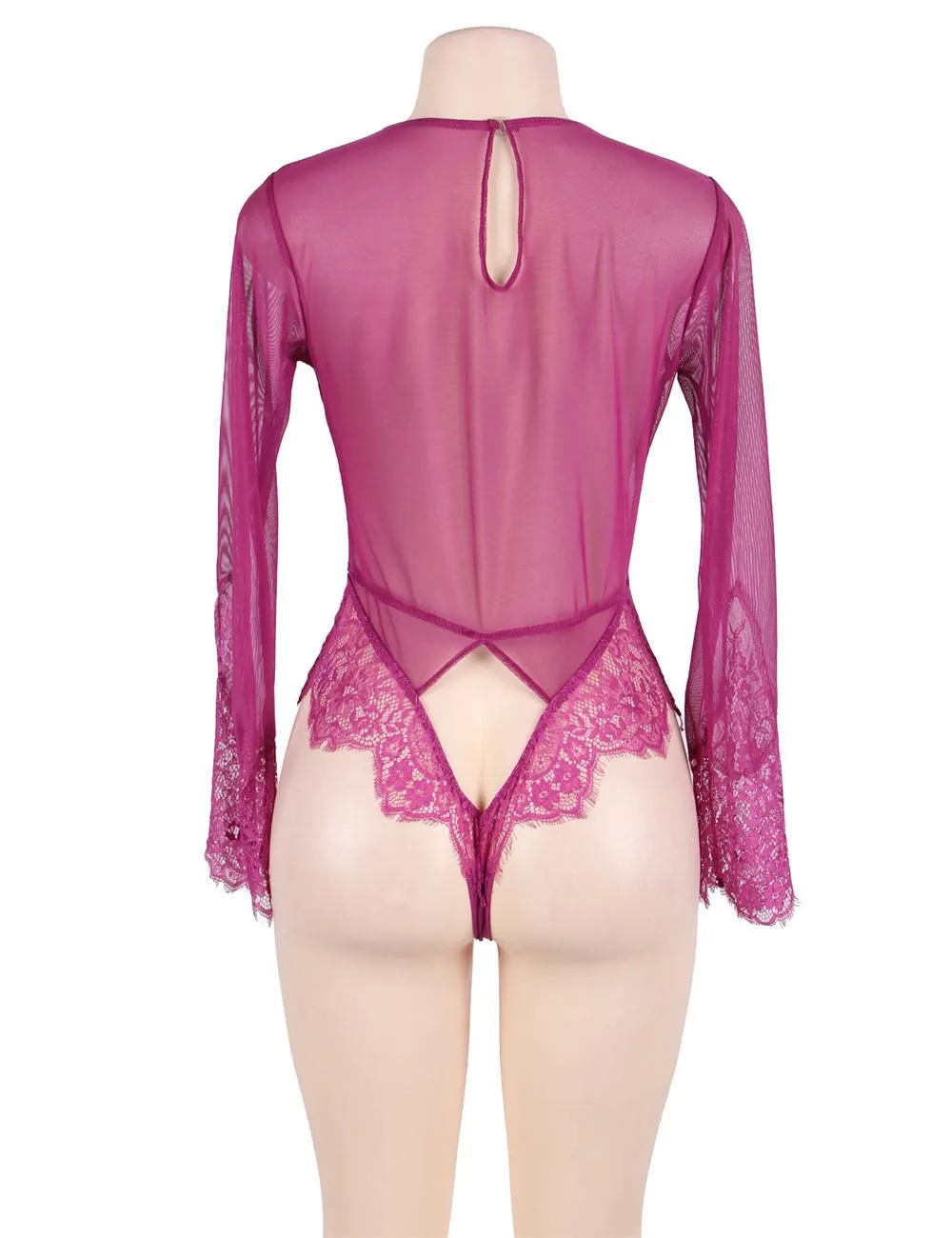 Plus Size Egypt Rose Exquisite Lace Sleeve Teddy