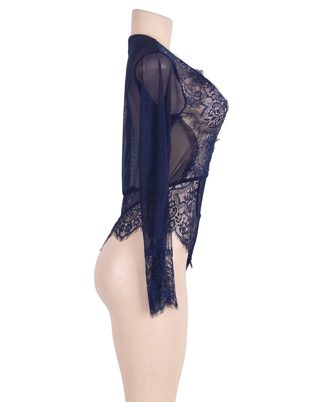 Plus Size Egypt Rose Exquisite Lace Sleeve Teddy