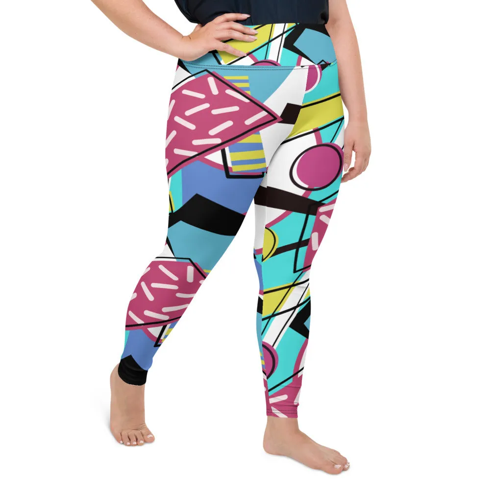 Plus Size Leggings, 80s Memphis Smorgasbord