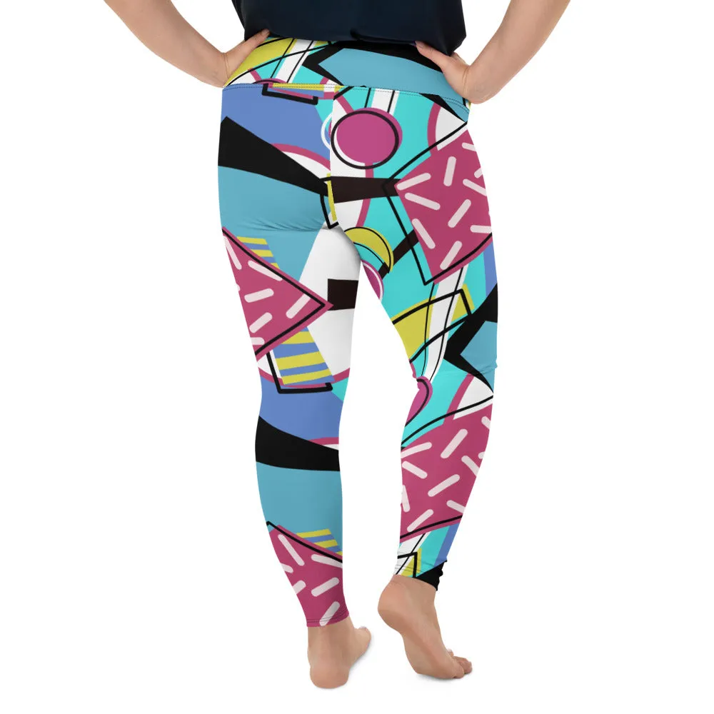 Plus Size Leggings, 80s Memphis Smorgasbord