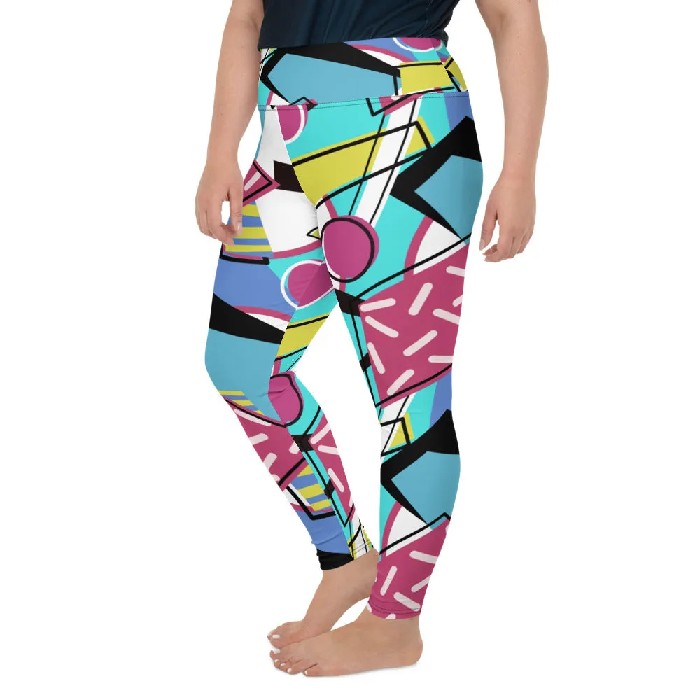 Plus Size Leggings, 80s Memphis Smorgasbord