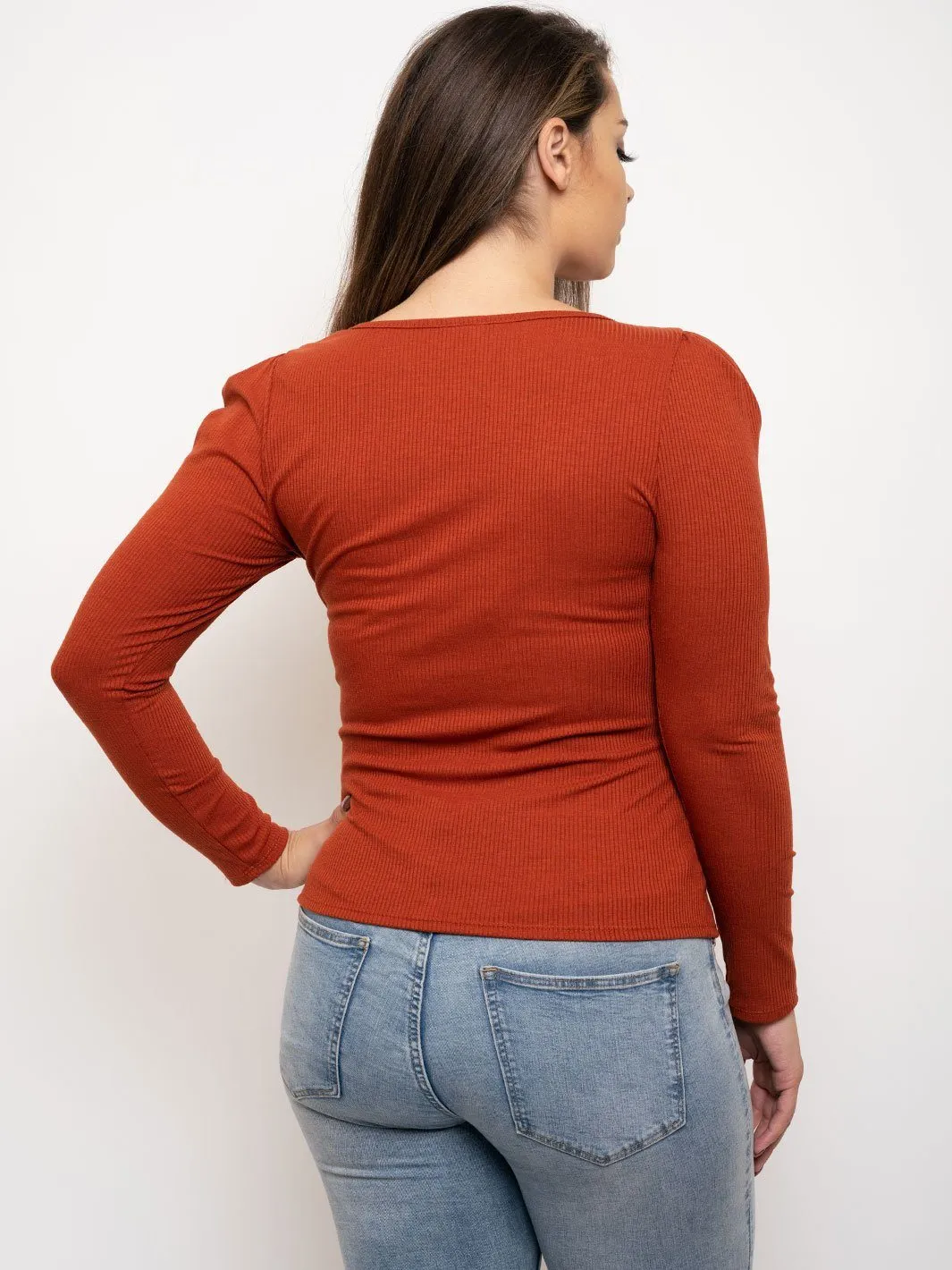 PLUS SIZE LONG SLEEVE RIBBED TOP