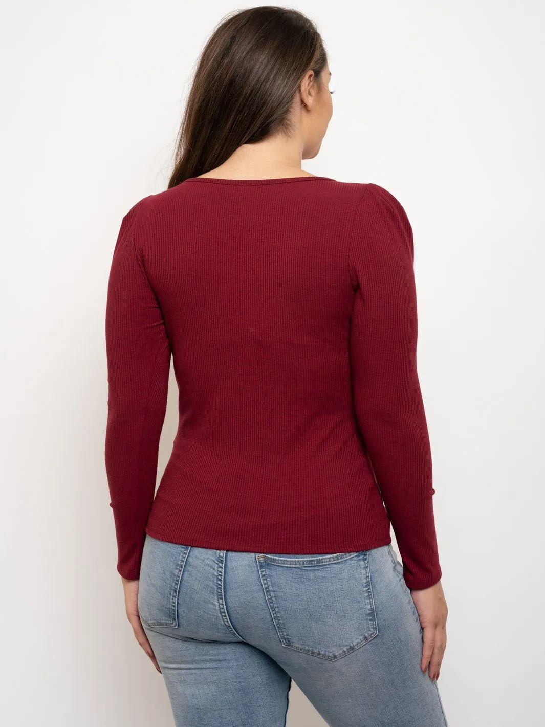PLUS SIZE LONG SLEEVE RIBBED TOP