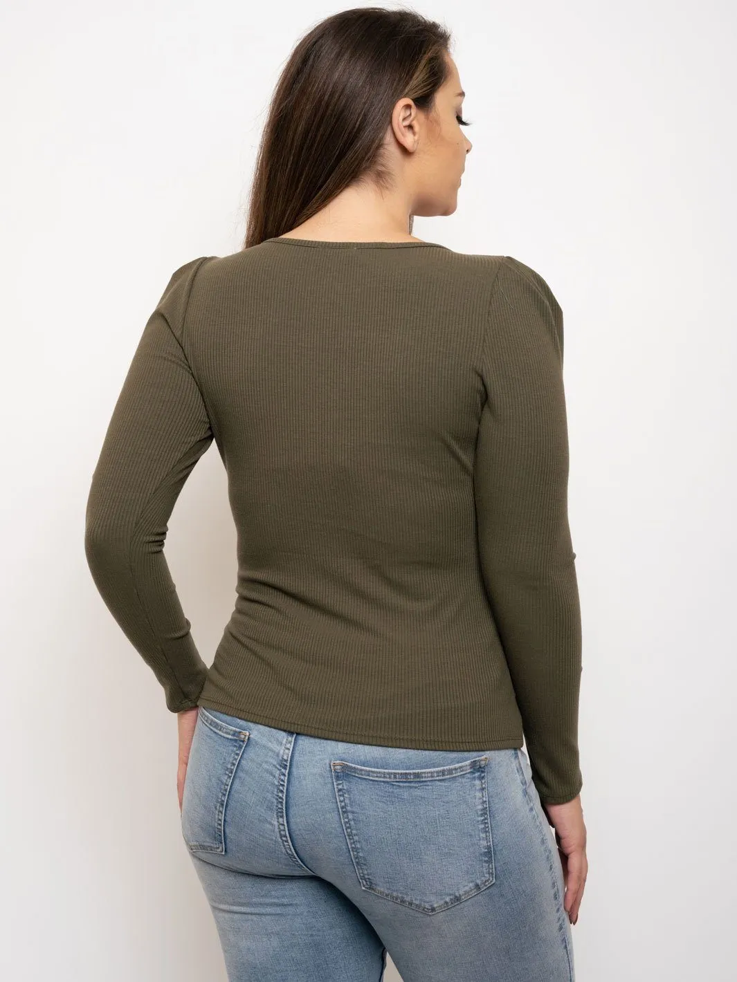 PLUS SIZE LONG SLEEVE RIBBED TOP