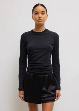 Pointelle Slim Fit Long Sleeve (Black)