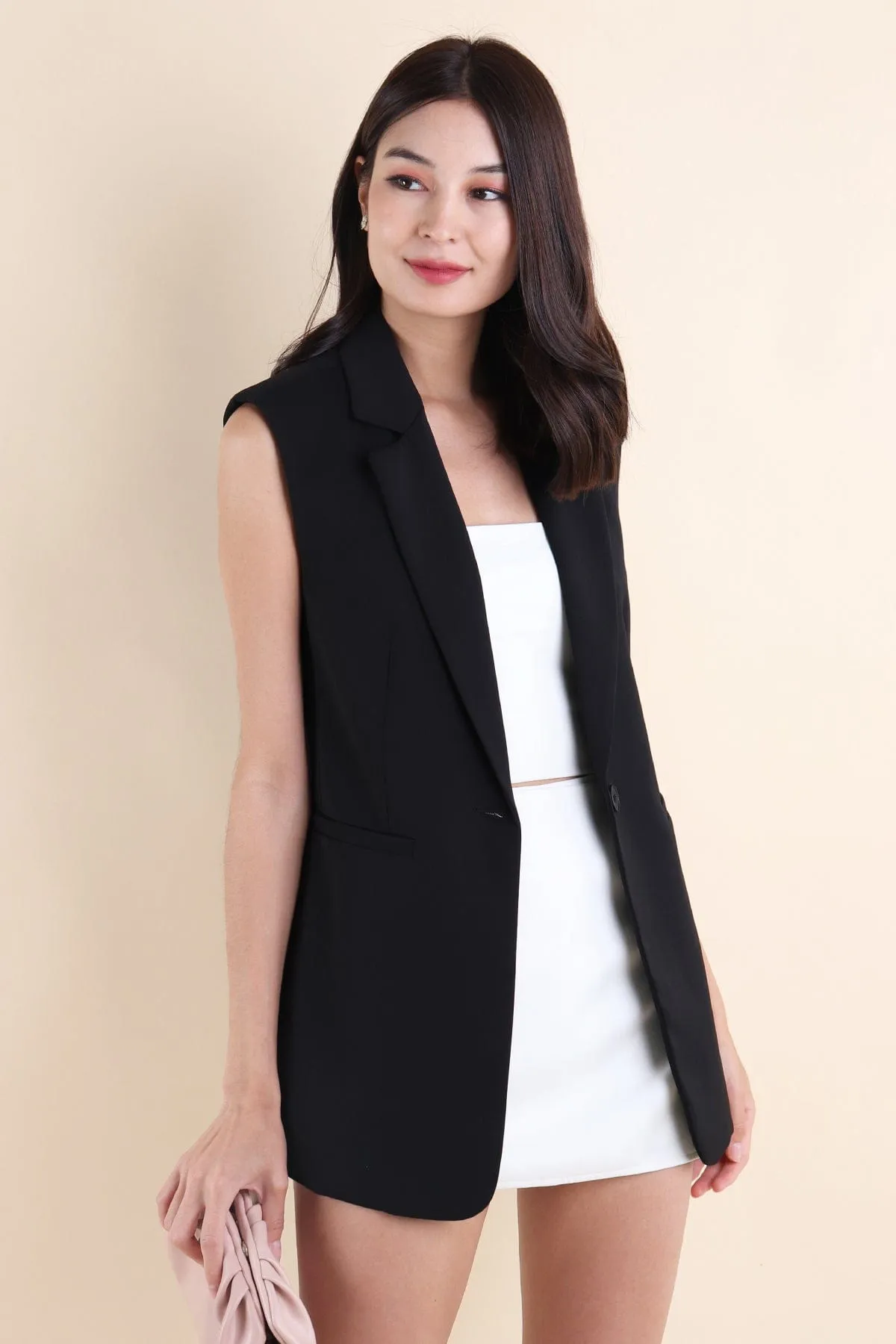 POLINA TRENCH VEST IN BLACK