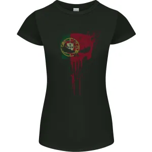 Portugal Skull Gym Training Bodybuilding Womens Petite Cut T-Shirt