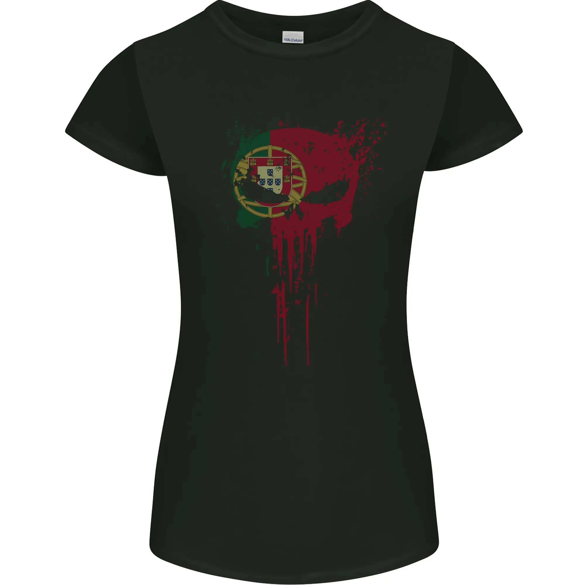 Portugal Skull Gym Training Bodybuilding Womens Petite Cut T-Shirt