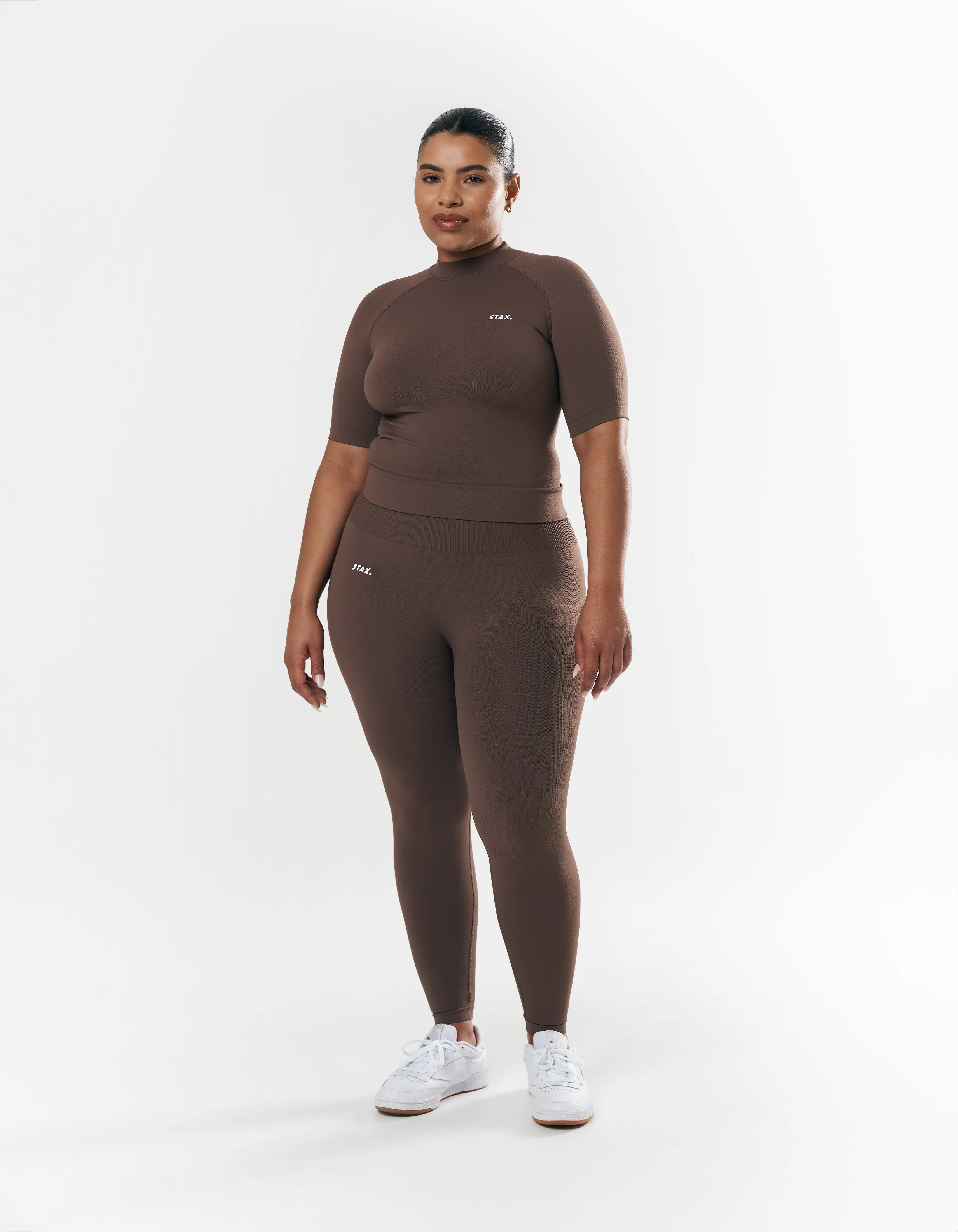 Premium Seamless High Neck Tee - Cedar